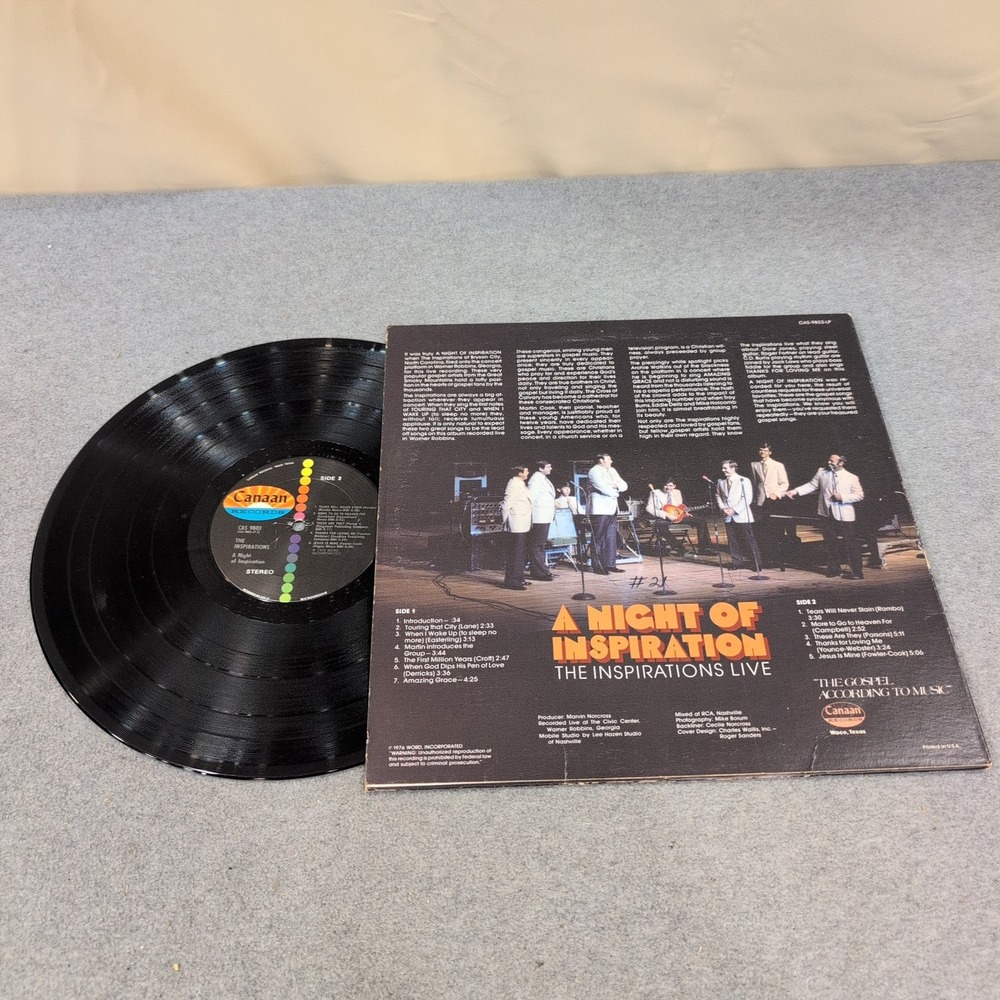 The Inspirations A Night of Inspiration Live Signed Vinyl LP Canaan CAS-9803-LP - Picture 5 of 5